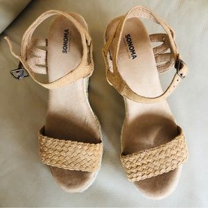NEW, suede wedge sandals